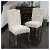 Christopher Knight Home Set of 2 Crown Top French Script Fabric Dining Chair Wood/Beige: Elegant Linen & Cotton Upholstery, Hardwood Frame - 4 of 4