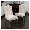 Set of 2 Crown Top French Script Fabric Dining Chair Wood/Beige - Christopher Knight Home - image 4 of 4