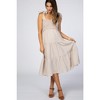 Pinkblush Beige Bow Strap Tiered Maternity Midi Dress - 4 of 4