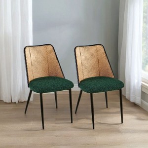 CAVINAS Modern Rattan Dining Chairs, Upholstered Kitchen Chair with Metal Frame and Open-Weave Backrest - 1 of 4