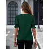 BLUEMING Womens T-Shirts Short Puff Sleeve Casual Blouses V Neck Smocked Cuff Tunic Tops Business Tops - 2 of 4