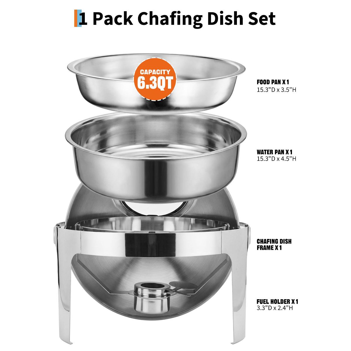 Roll Up Chafing Dishes for Buffet, 9.5 QT Stainless Steel Chafers and Buffet Warmers Complete Set with Food Pan Water Pan Fuel Holder for Party - thumbnail 10