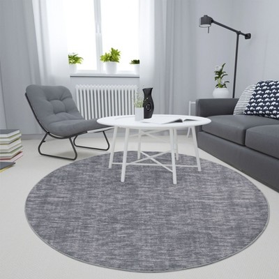 Solid Modern Washable Low Pile Area Rug with Rubber Backing