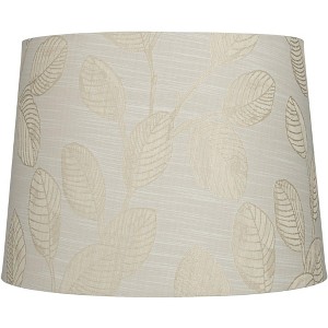 Springcrest 13" Top x 15" Bottom x 11" High x 11" Slant Print Lamp Shade Replacement Medium Silver Leaf Tapered Drum Traditional Spider Harp Finial - 1 of 4