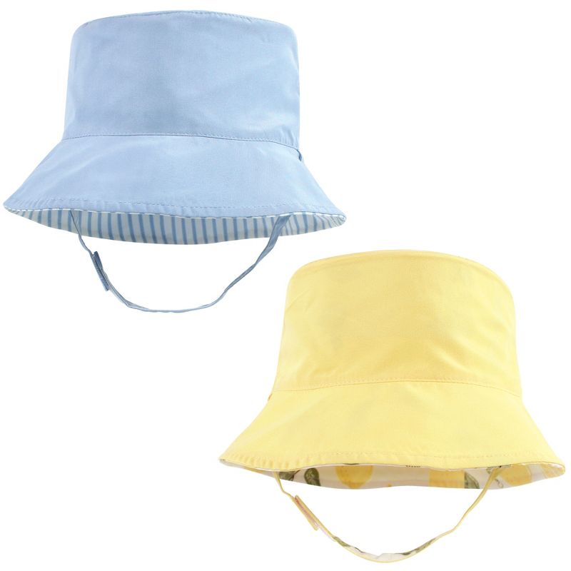 Hudson Baby Infant Girl Sun Protection Hat, Lemon Stripe, 3 of 8