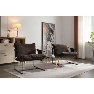 CAVINAS Modern Accent Chair Set (2-Pack),Plush Crushed Foam Padded Armchairs with Pocket Metal Frame for Living Room,Bedroom - 1 of 4