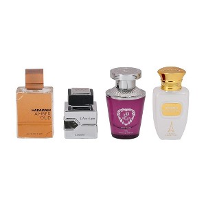 Al Haramain Travel Exclusive Gift Set for Everyone N/A 4 x 10 ml (Amber Oud Gold EDP + L'Aventure + Azlan Oud Amber Edtn. + Blanche) - 1 of 4