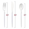 Smarty Had A Party Silver w/ White Handle Moderno Plastic Cutlery Set - 240 Guests - 2 of 4