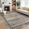 Faux Wool Vintage Distressed Floral Printed Area Rug  Ultra Thin Machine Washable Non Slip Stain Resistant Non Shedding Pet Friendly Floor Rug - 2 of 4