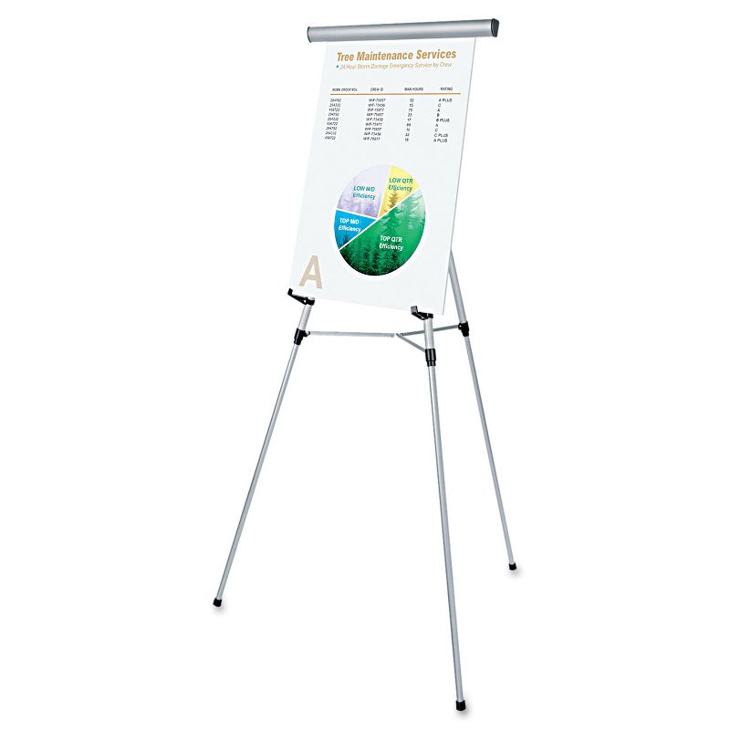 UNIVERSAL 3-Leg Telescoping Easel with Pad Retainer Adjusts 34" to 64" Aluminum Silver 43050, 1 of 2