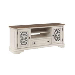 Acme Furniture 64" Florian Tv Stand and Console Oak and Antique White Finish: Entertainment Center with Storage, No Assembly Required - 1 of 4