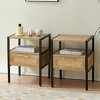 KTMBDW Rattan Nightstand,Modern Night Stand Boho Wood Bedside Table with Storage Drawer Side End Table for Bedroom,Living Room - 2 of 4