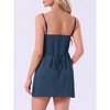 INSPIRE CHIC Women's Satin Sleep Shirt Silky Spaghetti Strap Cowl Neck Tie Waist Mini Nightgown - 2 of 4
