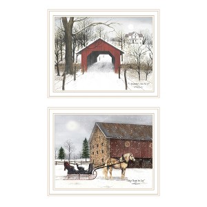 2Piece Vignette Sleigh Ride to Grandma's White Framed Wall Art for Living Room, Bedroom Wall Art Print for Home Decor by Billy Jacobs - 1 of 4