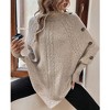 Women's High Neck Batwing Sweater Decorative Button Long Sleeve Pullover Knit Top - 3 of 4