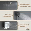 CASAINC 6-Spray 12 Inches Thermostatic Daul Shower Heads Ceiling Mount Fixed and Handheld Shower Head 2.5 GPM - 3 of 4