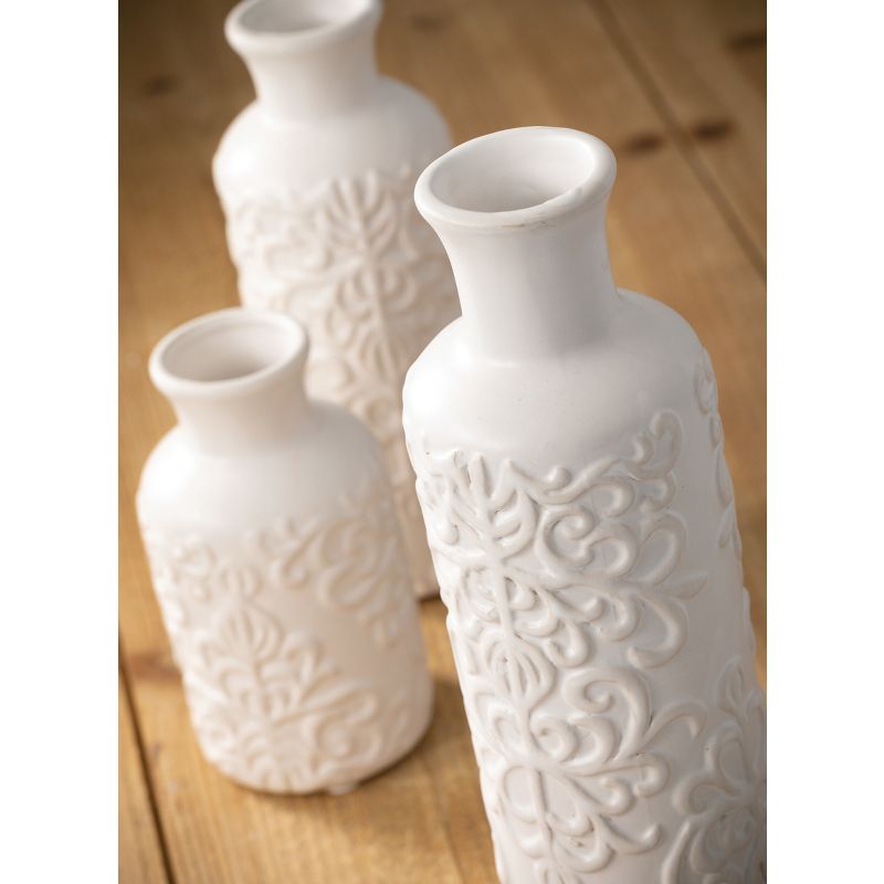 Set of 3 Ceramic Bud Vase 10", 7.5" & 5.5" White, 2 of 10