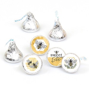 Big Dot of Happiness Little Bumblebee - Bee Baby Shower or Birthday Party Round Candy Sticker Favors - Labels Fits Chocolate Candy (1 sheet of 108) - 1 of 4