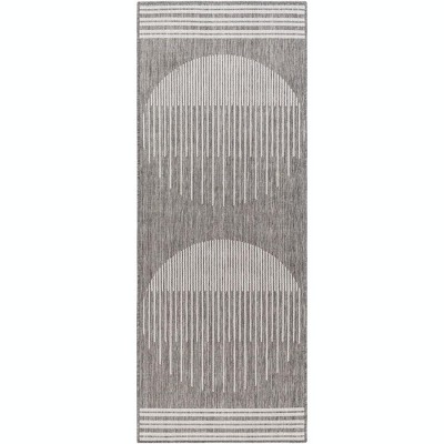 Mark & Day Struble 2'7"x7'3" Runner Woven Indoor and Outdoor Area Rugs Dark Gray: Stain-Resistant, Modern Bohemian Style