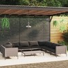 vidaXL Patio Lounge Set Outdoor Sectional Corner Sofa Poly Rattan Dark Grey - 2 of 4