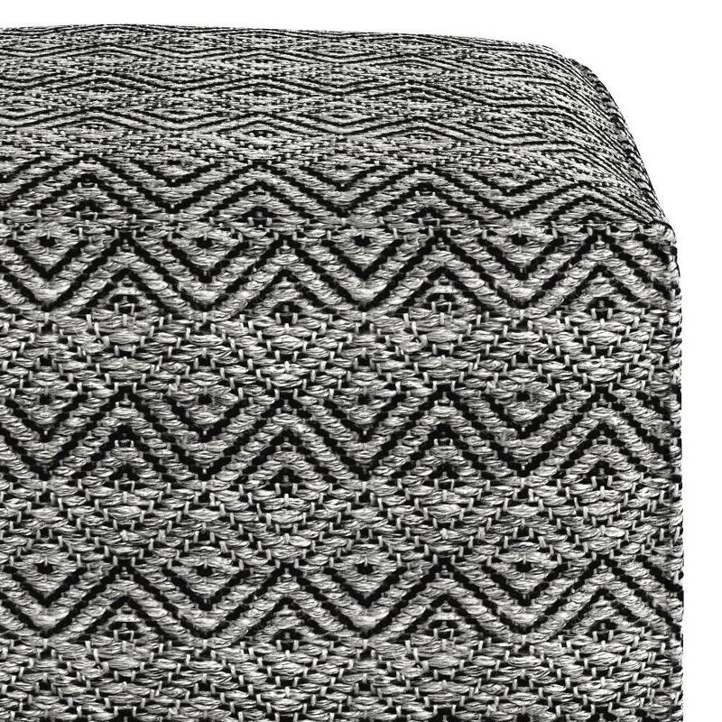 Flora Square Woven PET Polyester Pouf Gray/Black - WyndenHall, 3 of 8