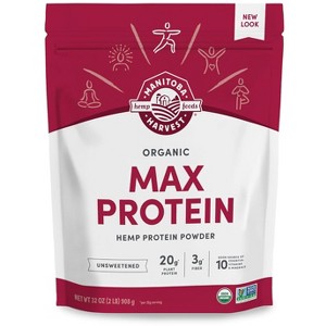 Manitoba Harvest Hemp Yeah Organic Max Protein Powder Unsweetened 32 Oz - 1 of 4