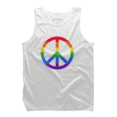 Adult Design By Humans Rainbow Pride and Peace Sign By JuanMedina Tank Top