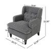Lyngins Classic Teddy Fleece Accent Chair with Tufted Backrest, Ergonomic Upholstered Armchair with Birch Legs, Sofa Chair for Living Room, Bedroom - 2 of 4