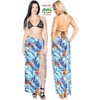 HAPPY BAY Women's Sarong Bikini Skirt Cover up Swimwear Bathing suit Summer Wraps Swimsuit Beach Wrap Coverups for Women One Size Blue, Leaf - 2 of 4