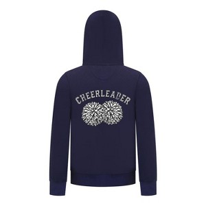 Everyday Kids Cheerleader Girls Zip Up Hoodie – Pom Pom Sketch Graphic Sweatshirt - 1 of 4