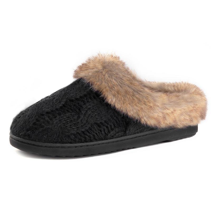 RockDove Women's Cable Knit Faux Fur Collar Slip-On, 1 of 7