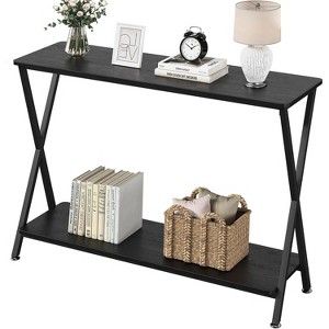 Couch Table Behind Sofa,2-Tier Industrial Display Table with Shelves, Foyer Tables for Entryway, Foyer, Living Room, Bed Room - 1 of 4