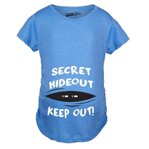 Maternity Secret Hideout Baby Peeking Maternity Shirt Funny Pregnancy Shirts - Crazy Dog Maternity T Shirt - 1 of 4