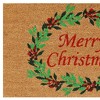 HomeRoots 17" X 29" Brown Red And Dark Green Christmas Merry Christmas Outdoor Coir Door Mat - 4 of 4