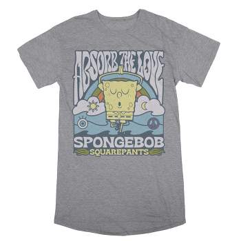 Spongebob Squarepants Yoga Women's Heather Gray Graphic Sleep Shirt