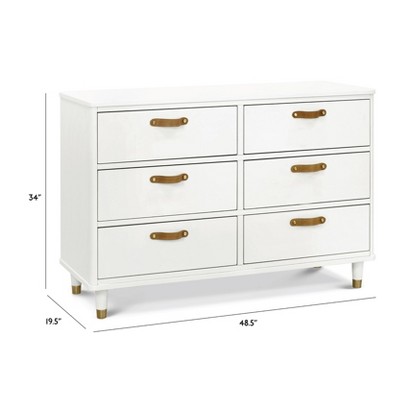 Warm White Tanner Classic 6-Drawer Dresser with Leather Handles
