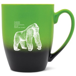 Elanze Designs 12 Ounce Ceramic Decorative Laser Engraved Giftable Novelty Tea Coffee Cup Mug Green and Black Gorilla Caring Strong Courageous Bold - 1 of 4