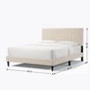 Queen Size Velvet Upholstered Bed Frame, Vertical Channel Tufted Wingback Headboard,  No Box Spring Needed, Easy Assembly, White - 3 of 4