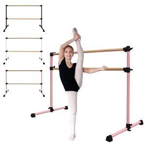 SEVOBAL Home Gyms 6FT Pink Solid Wood Ballet Barre With Adjustable Range Of 6.7-46 Inches For Dance Practice, Pink, 72"*30"*46" - 1 of 4