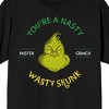 The Grinch You're a Nasty Wasty Skunk, Mister Grinch, Grinch's Smiling Face on Black Short Sleeve Adult T-Shirt - 2 of 4