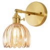POWLIG 9.36-in 1-Light Amber Gold Vintage Floral Glass Armed Wall Sconce with Tulip Glass Shade - 3 of 4