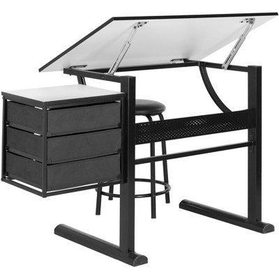 Harvard Transitional Black & White Home Office Desk with 3 Drawers
