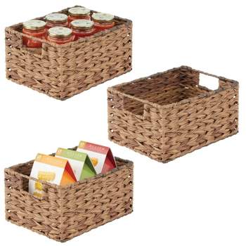 mDesign Woven Farmhouse Pantry Food Storage Bin Basket Box