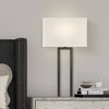 Possini Euro Design Portico Modern Wall Lamp Black Plug-in 11" Light Fixture LED White Linen Rectangular Shade for Bedroom Reading Living Room House - 2 of 4