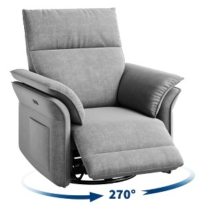 Power Recliner Chair, 270° Swivel Rocking Glider, PU Leather Upholstered Fabric and Double-Layer Armrests, Nursery Chair for Living Room, Nursery - 1 of 4
