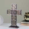 Roman 13" Black and Brown Celtic Knot Cross Tabletop - 3 of 3