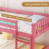 JOYMOR Low Twin Over Twin Bunk Bed for Kids/Junior, Wood Twin Bunk Bed Frame with Guardrails & Ladder for Boys Girls, Mattress Not Included - 4 of 4