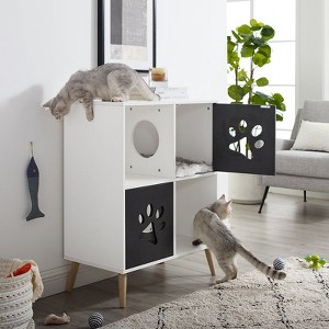 Sam's Pets Convertible 37" Cat Tree End-Table Shelf In Black And White - 1 of 4