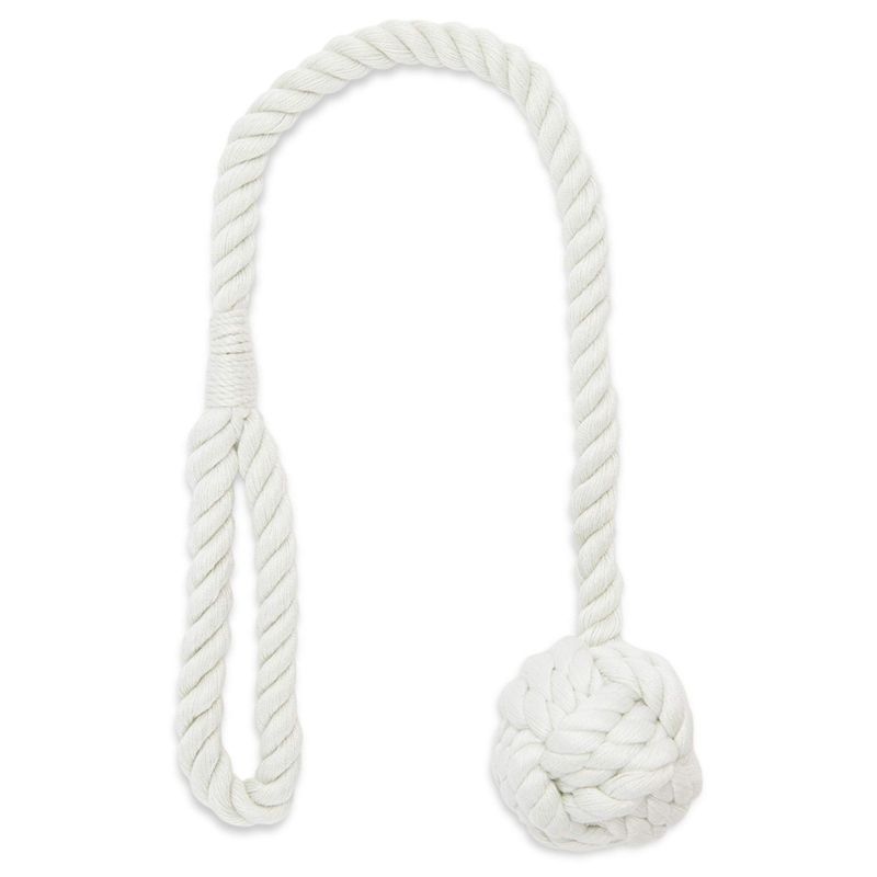 Okuna Outpost 2-Pack White Cotton Window Curtain Tiebacks Tie Back, 20" Holdbacks Rope for Drapes, 5 of 7