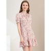 Allegra K Women's Summer Chiffon Ruffle Tie Neck Puff Short Sleeve Floral Dress - 2 of 4